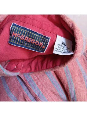 XL 1980's True Vintage Oxford Shirt McGregor Pink/Blue Stripes All Cotton